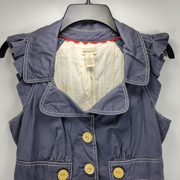 Elevenses Anthropologie Ruffle Button Top Womens 8 Dainty Festival Prairie Boho - Picture 3 of 11